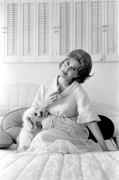 Rhonda Fleming Posing With Dog