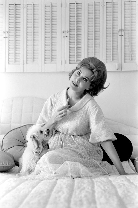 Rhonda Fleming Posing With Dog