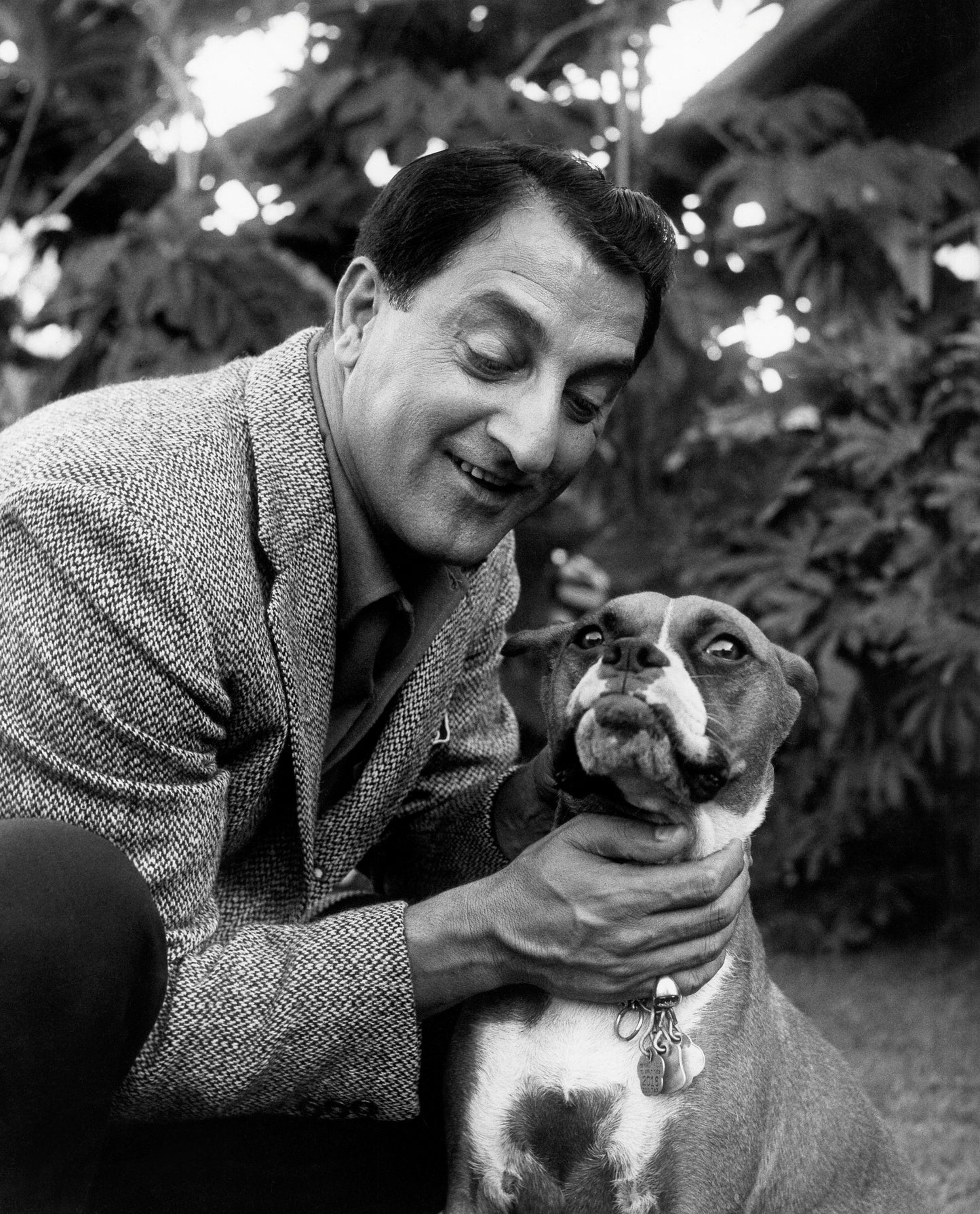 Danny Thomas Petting His Dog