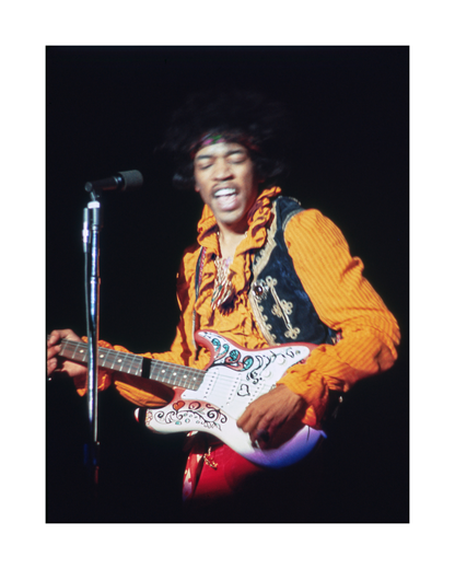 Jimi Hendrix Playing Guitar on Stage