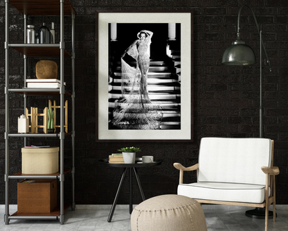 Joan Crawford Posed on Staircase