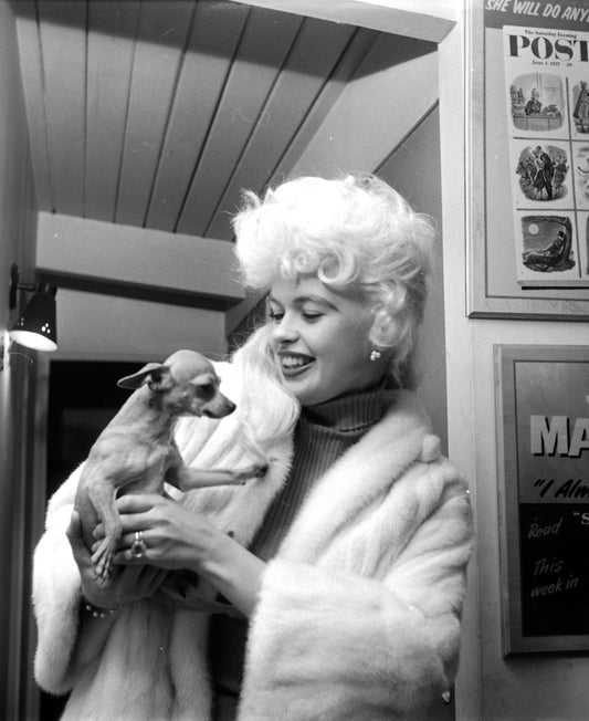 Jayne Mansfield Smiling with Dog