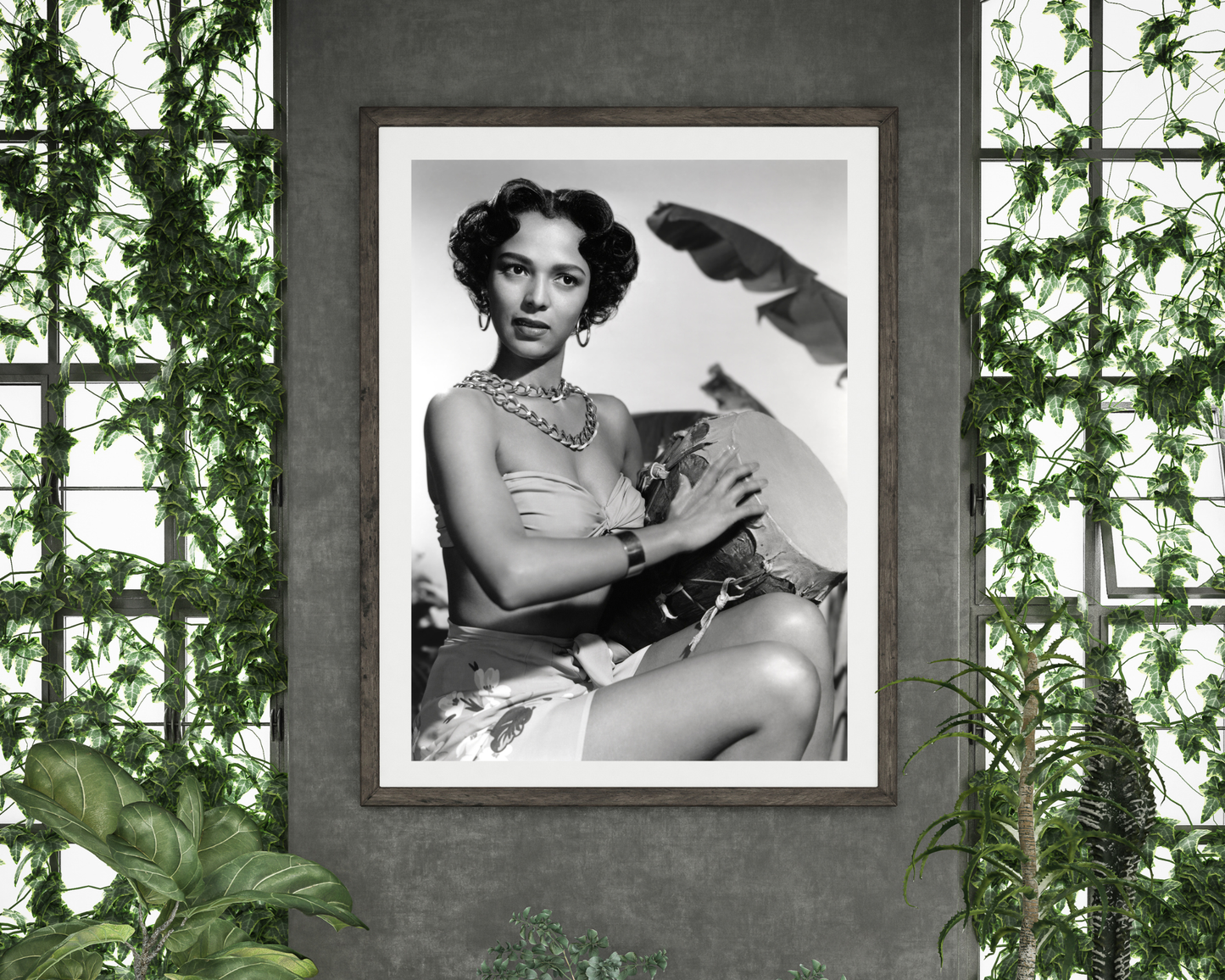 Dorothy Dandridge Holding Drum for "Tarzan's Peril"