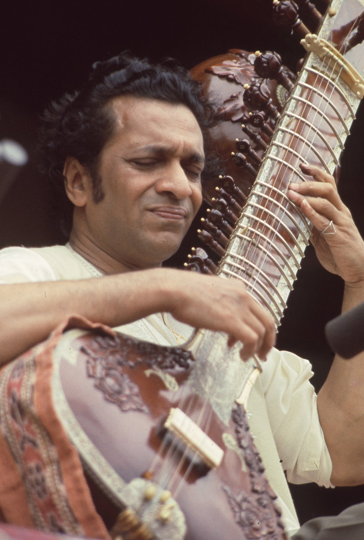 Ravi Shankar Playing Sitar on Stage