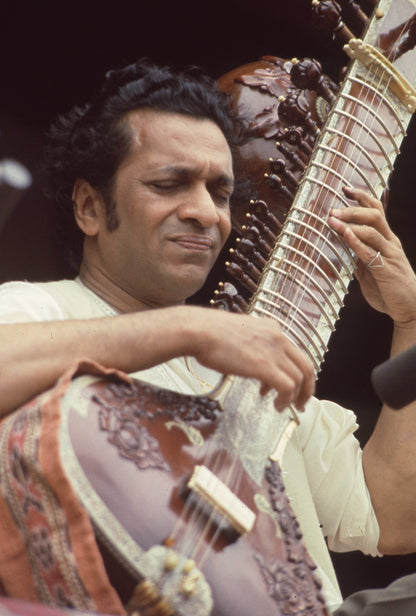 Ravi Shankar Playing Sitar on Stage