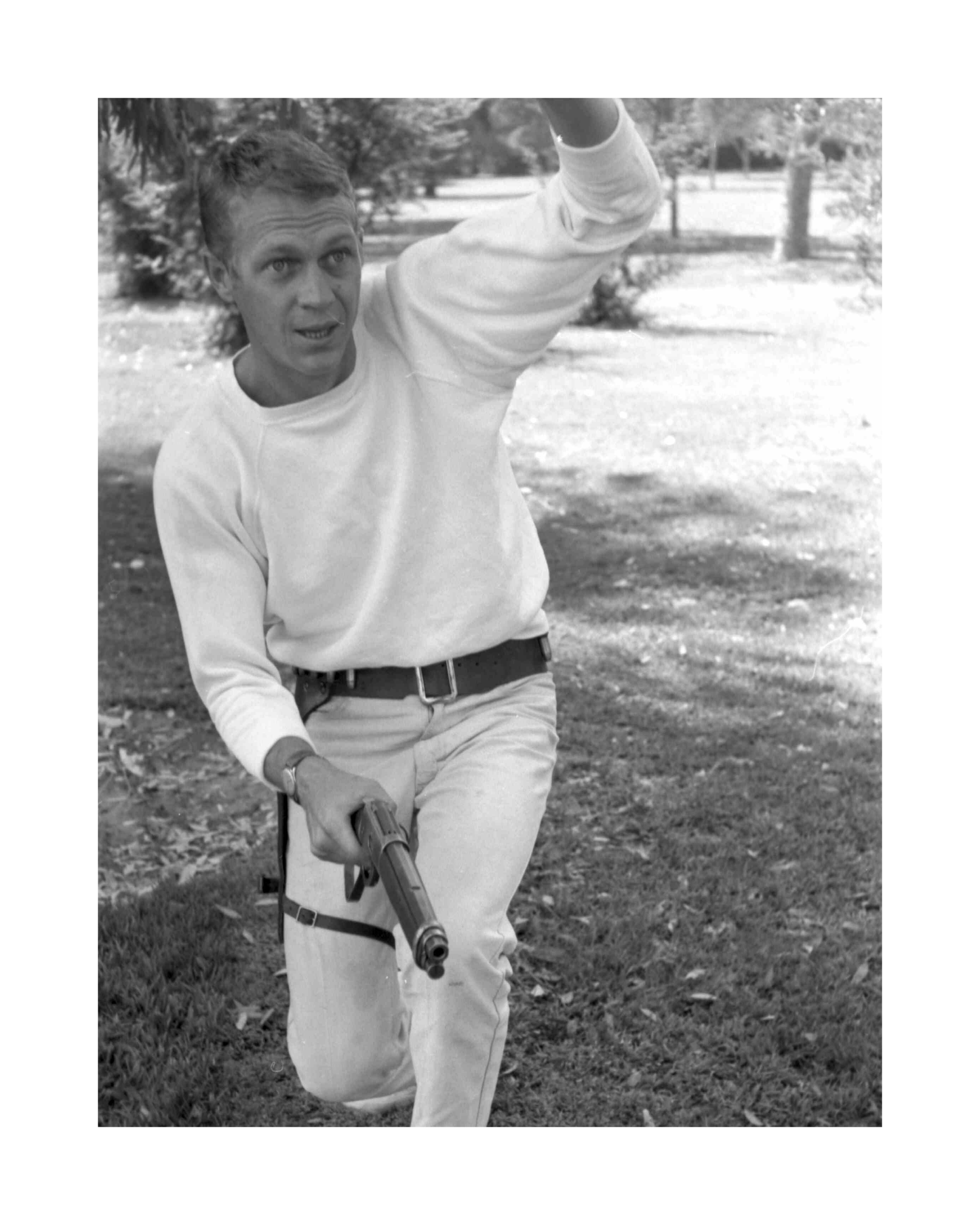 Steve McQueen Practicing Gun Slinging