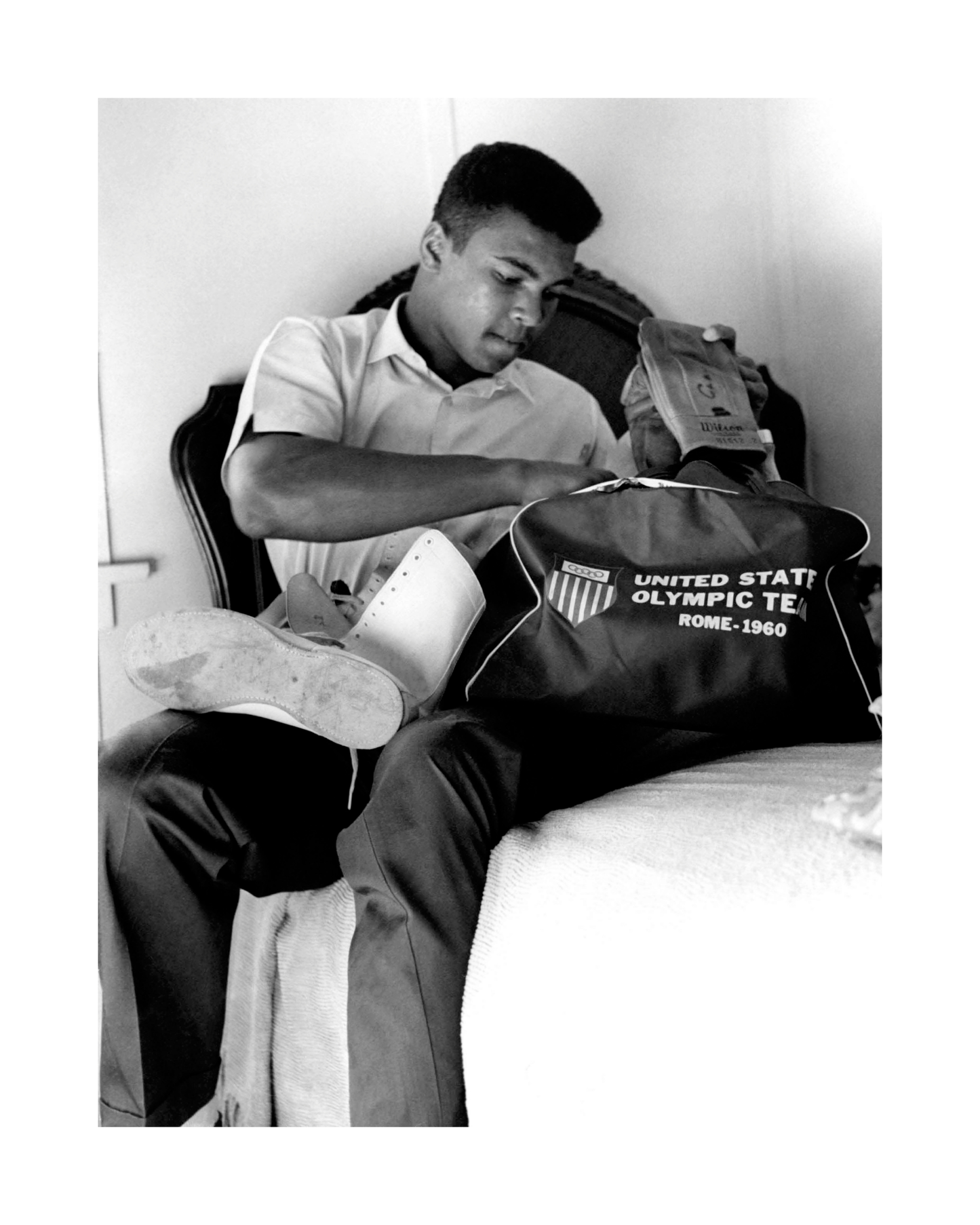 Muhammad Ali Packing His Olympic Team Duffel Bag