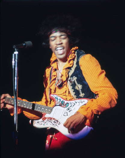 Jimi Hendrix Playing Guitar on Stage