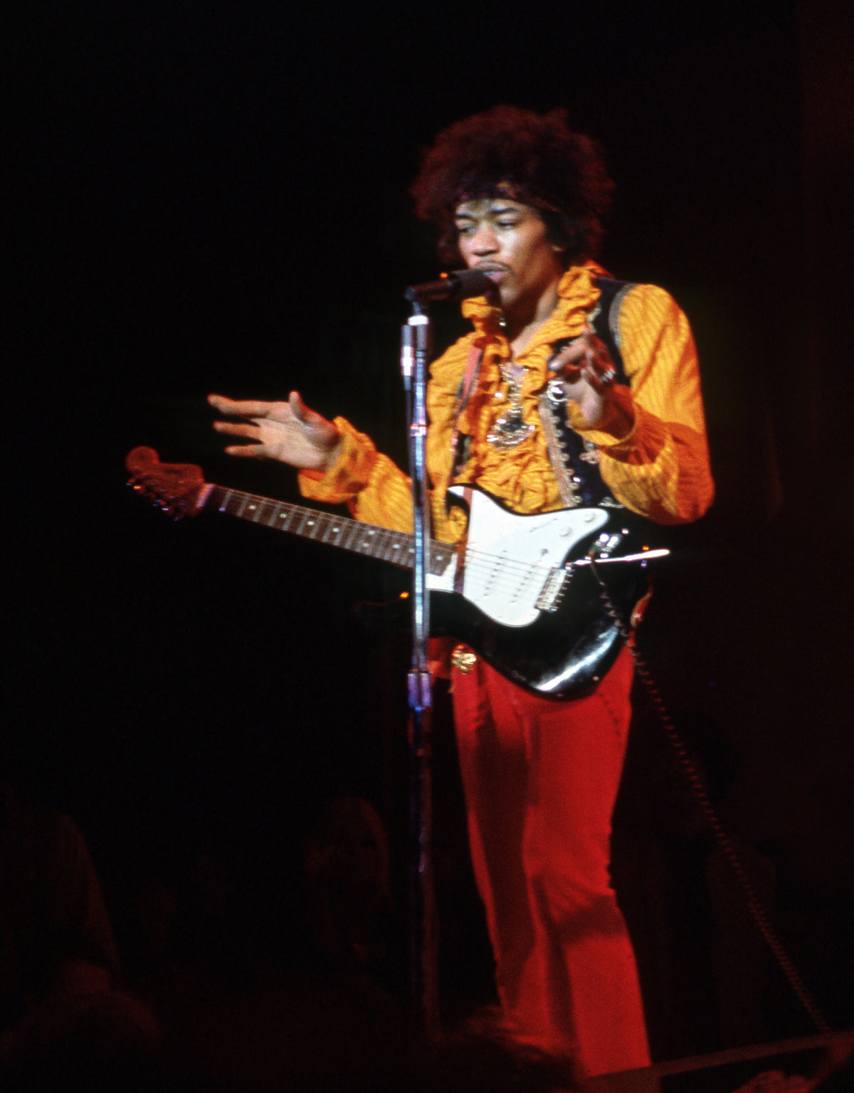 Jimi Hendrix on Microphone at Monterey Pop