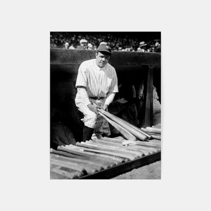 Babe Ruth Holding Bats