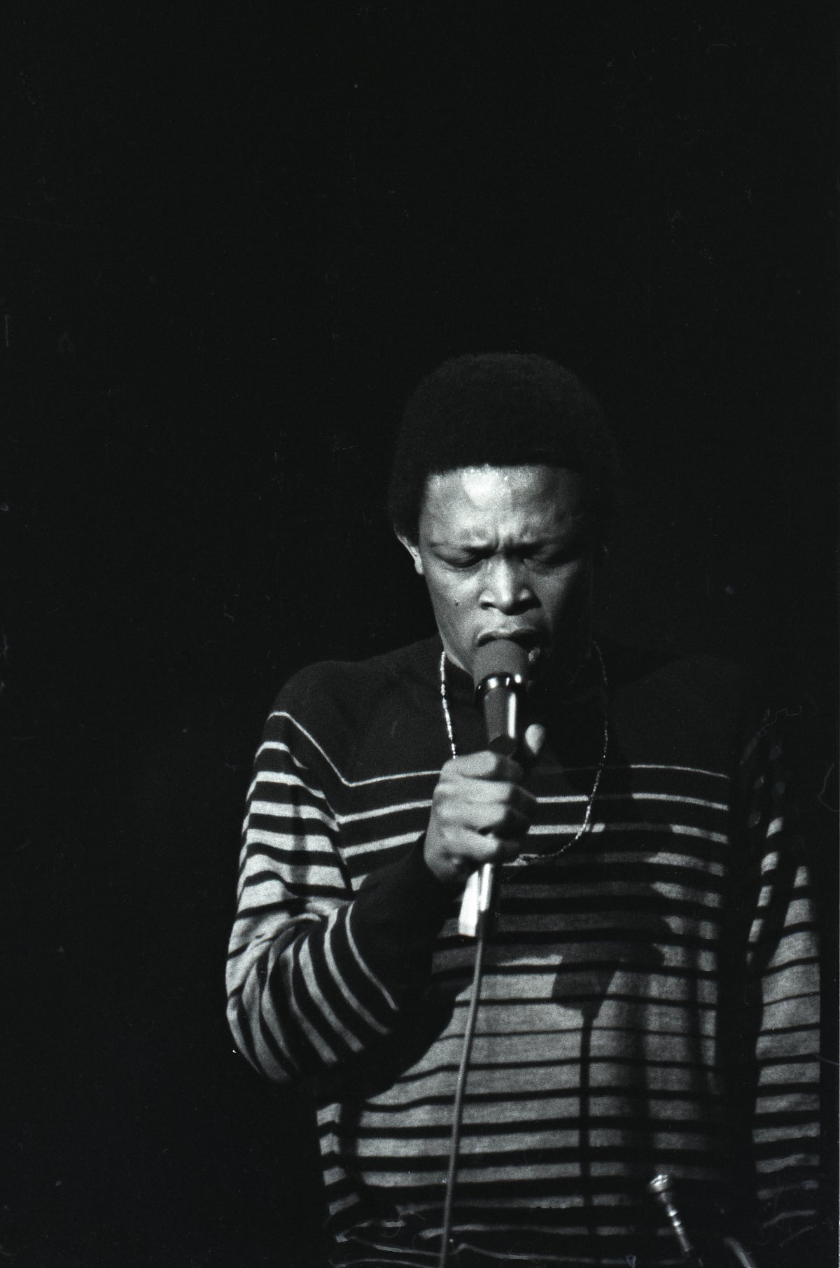 Hugh Masekela on Microphone at Monterey Pop