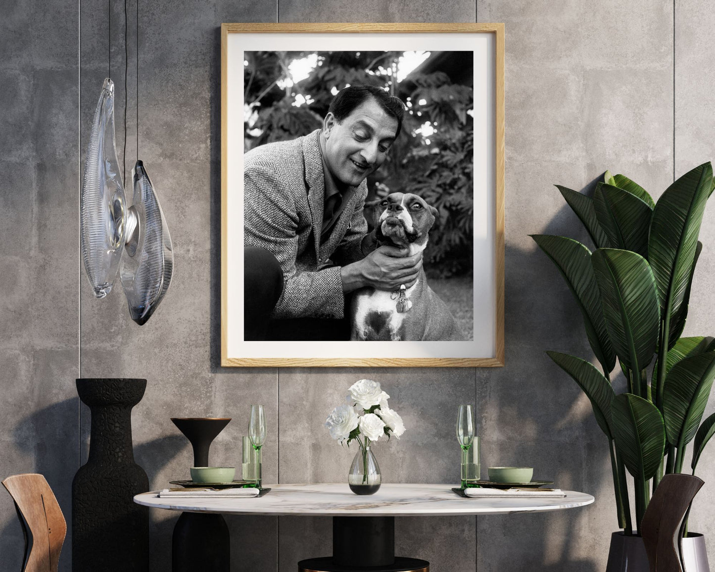 Danny Thomas Petting His Dog