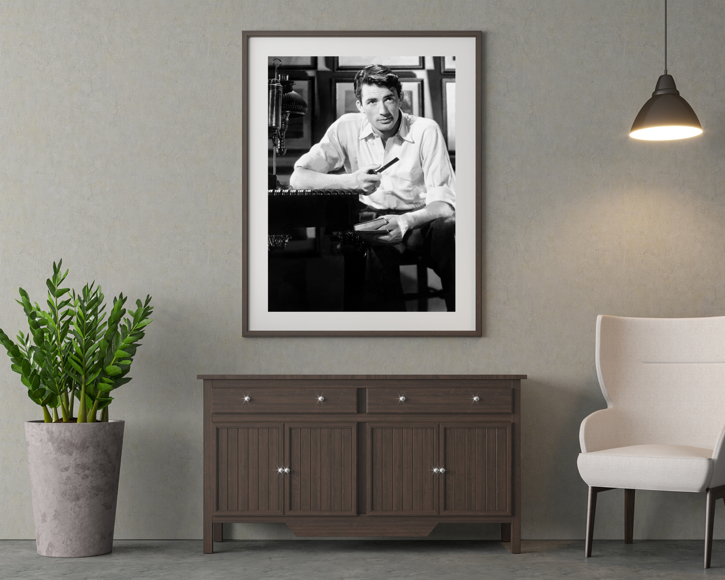 Gregory Peck Posed with Pipe