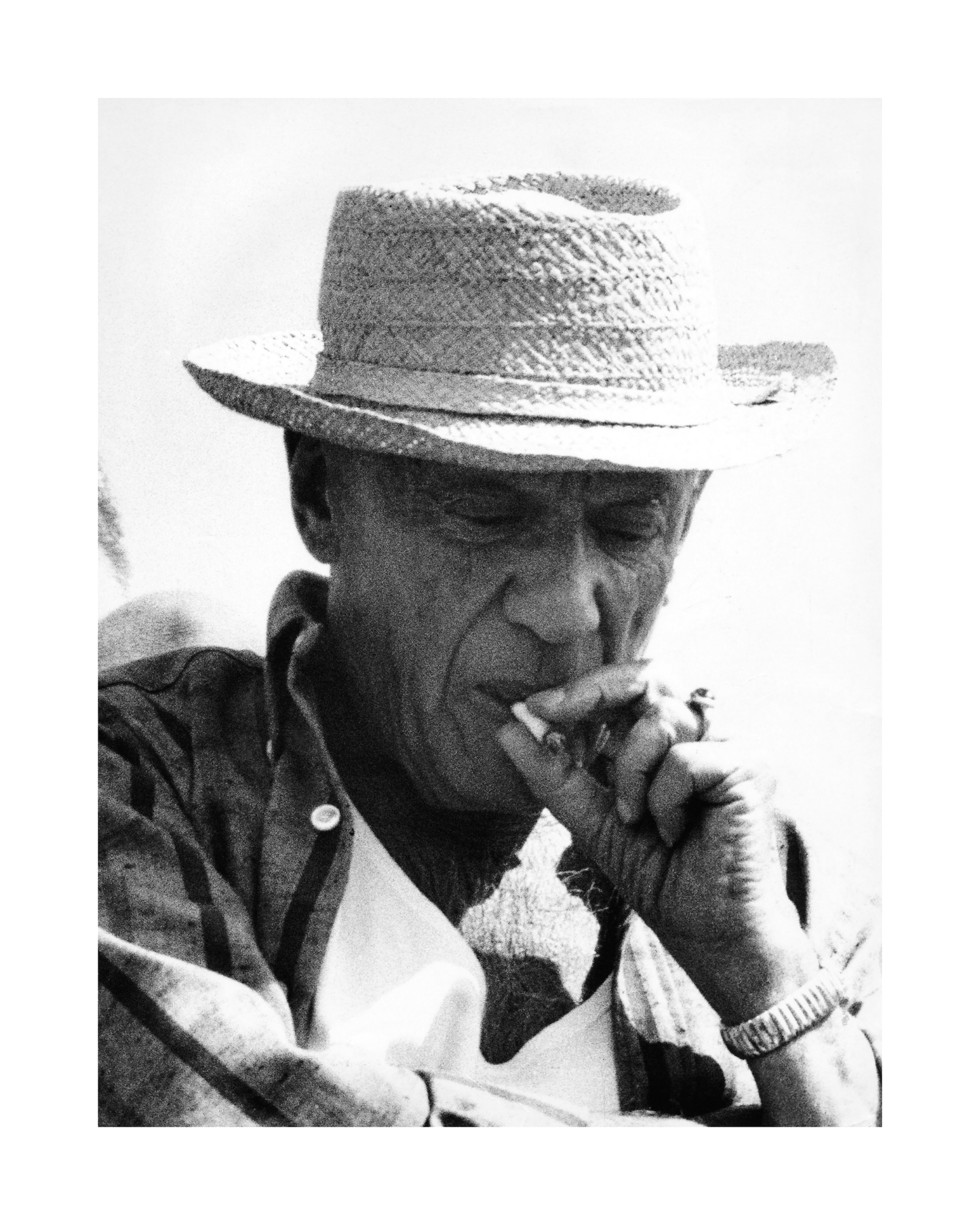 Candid Pablo Picasso Smoking