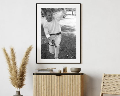 Steve McQueen Practicing Gun Slinging