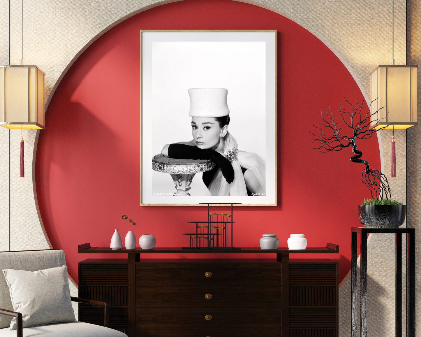 Portrait Glamour d'Audrey Hepburn en Tulle