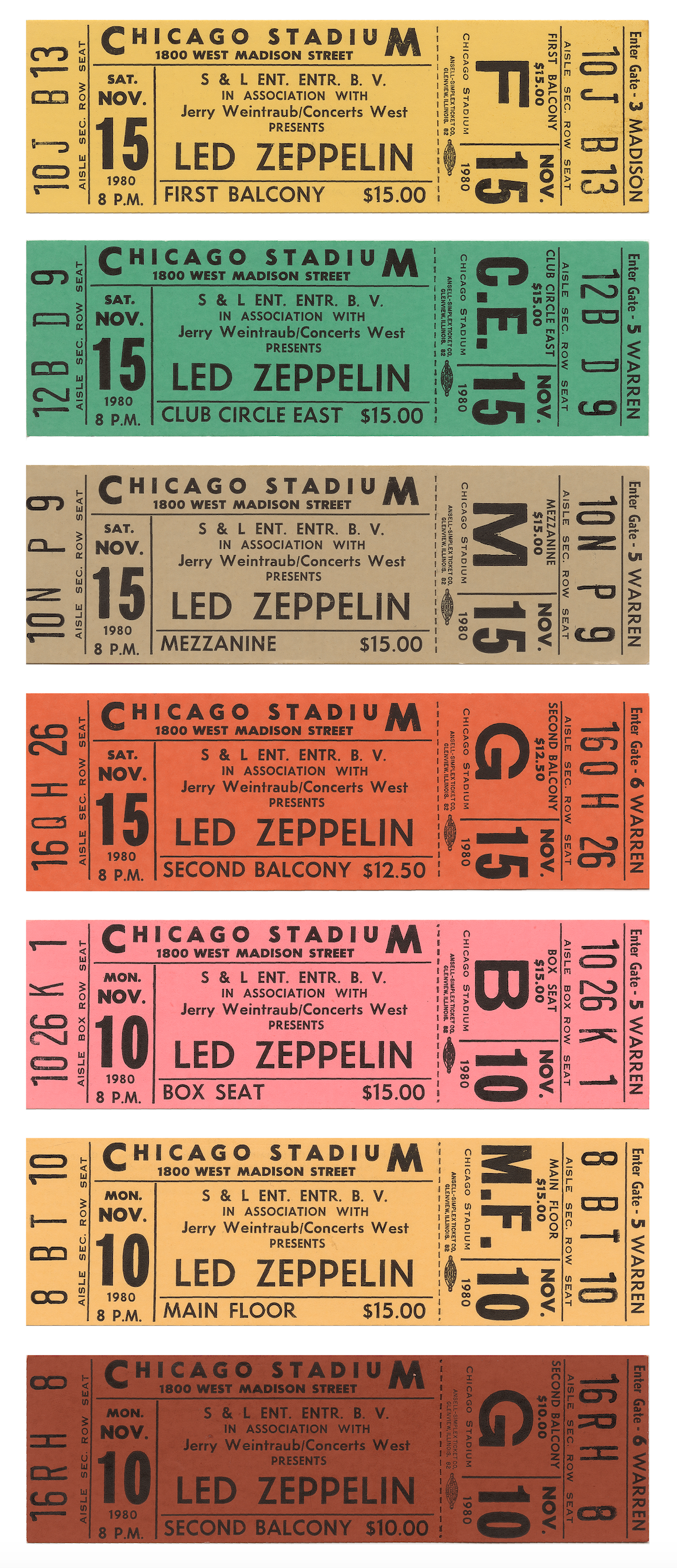 Led Zeppelin Original 1980 Concert Ticket