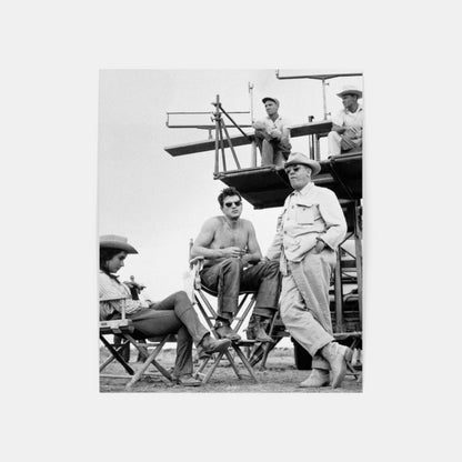 Elizabeth Taylor, Rock Hudson, and George Stevens on the Set of Giant