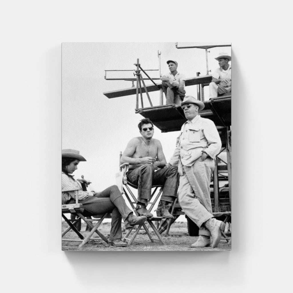 Elizabeth Taylor, Rock Hudson, and George Stevens on the Set of Giant