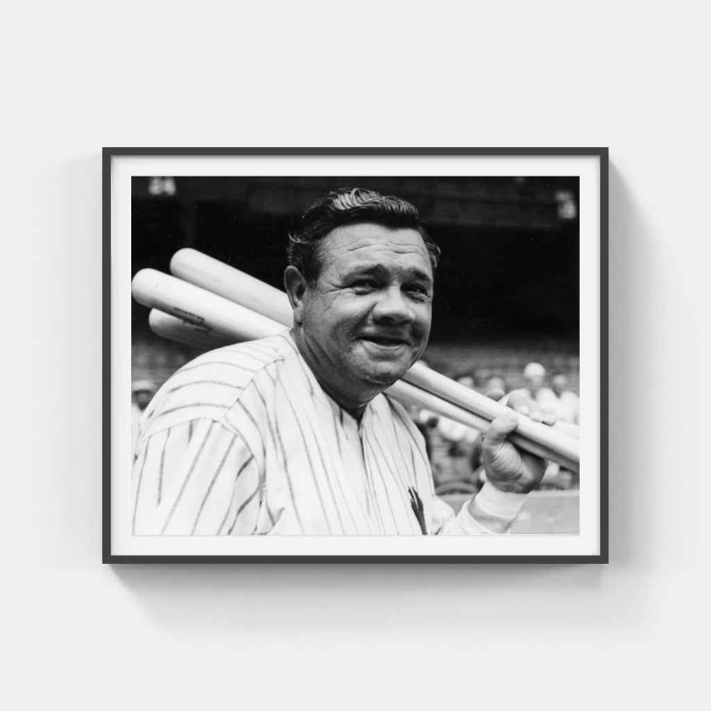 Babe Ruth with Baseball Bats