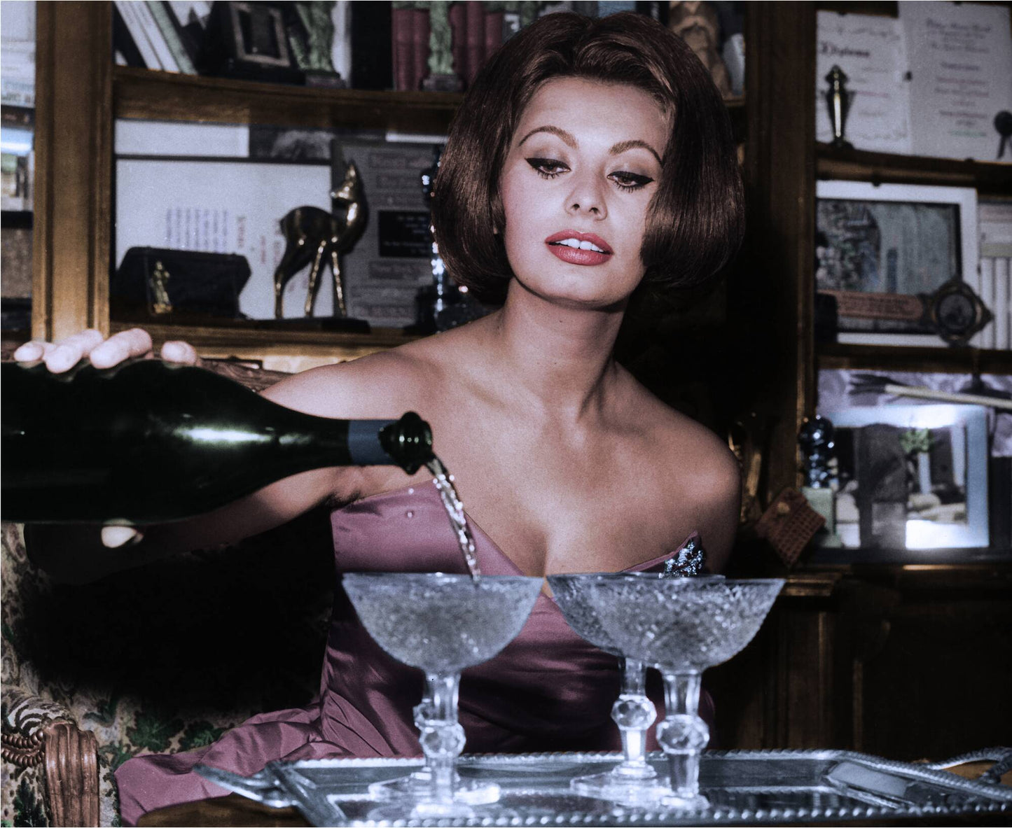 Sophia Loren Pouring Champagne