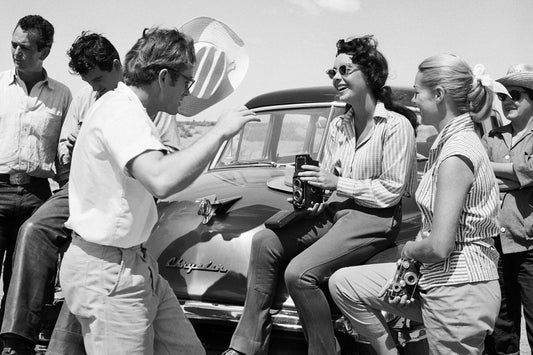 James Dean and Elizabeth Taylor Having Fun on Set of Giant